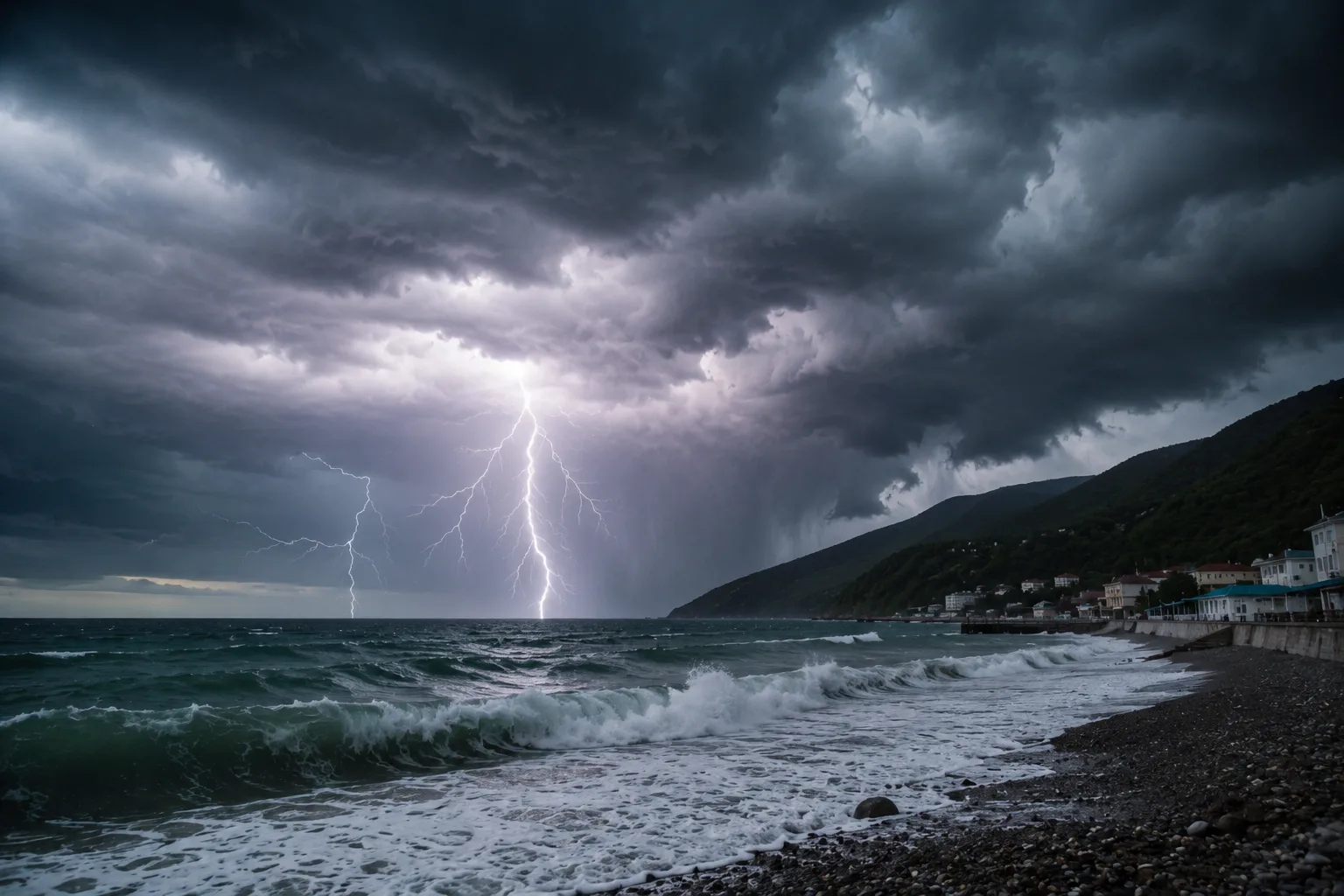 ⛈ **Туапсинский округ накроет непогода: готовимся к дождю, грозе и сильному ветру