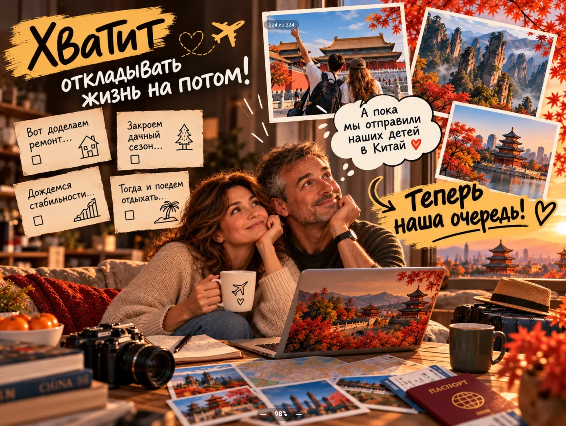 «Вот доделаю ремонт / закрою дачный сезон / дождусь стабильности — тогда и поеду отдыха...