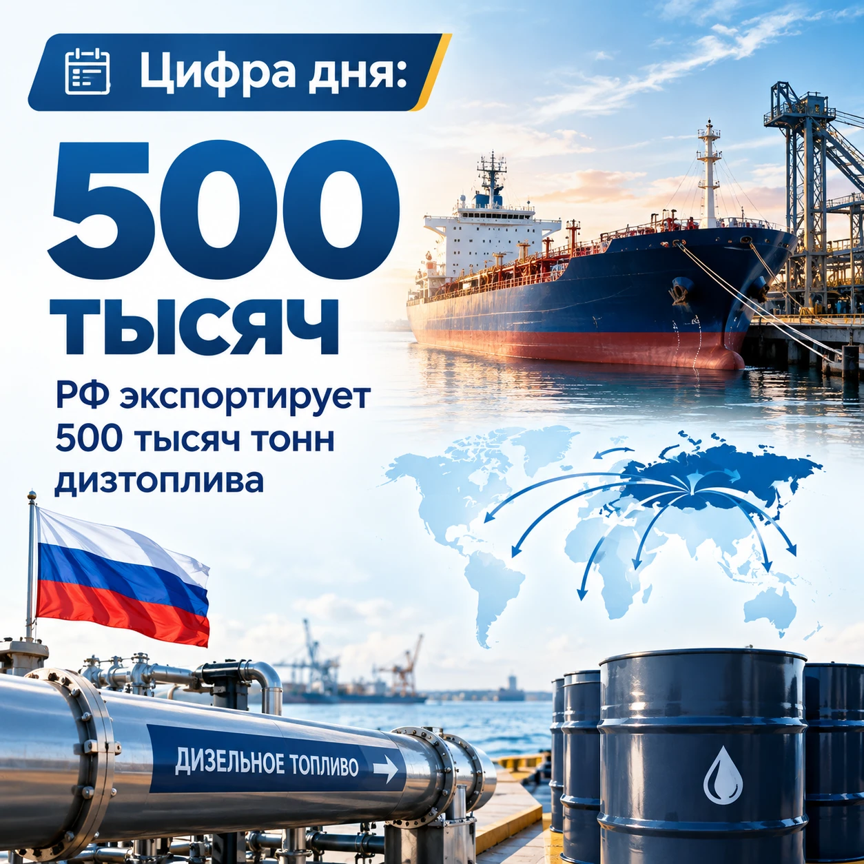Россия поставит 500 тысяч тонн дизельного топлива на внешние рынки на первом этапе. Ран...