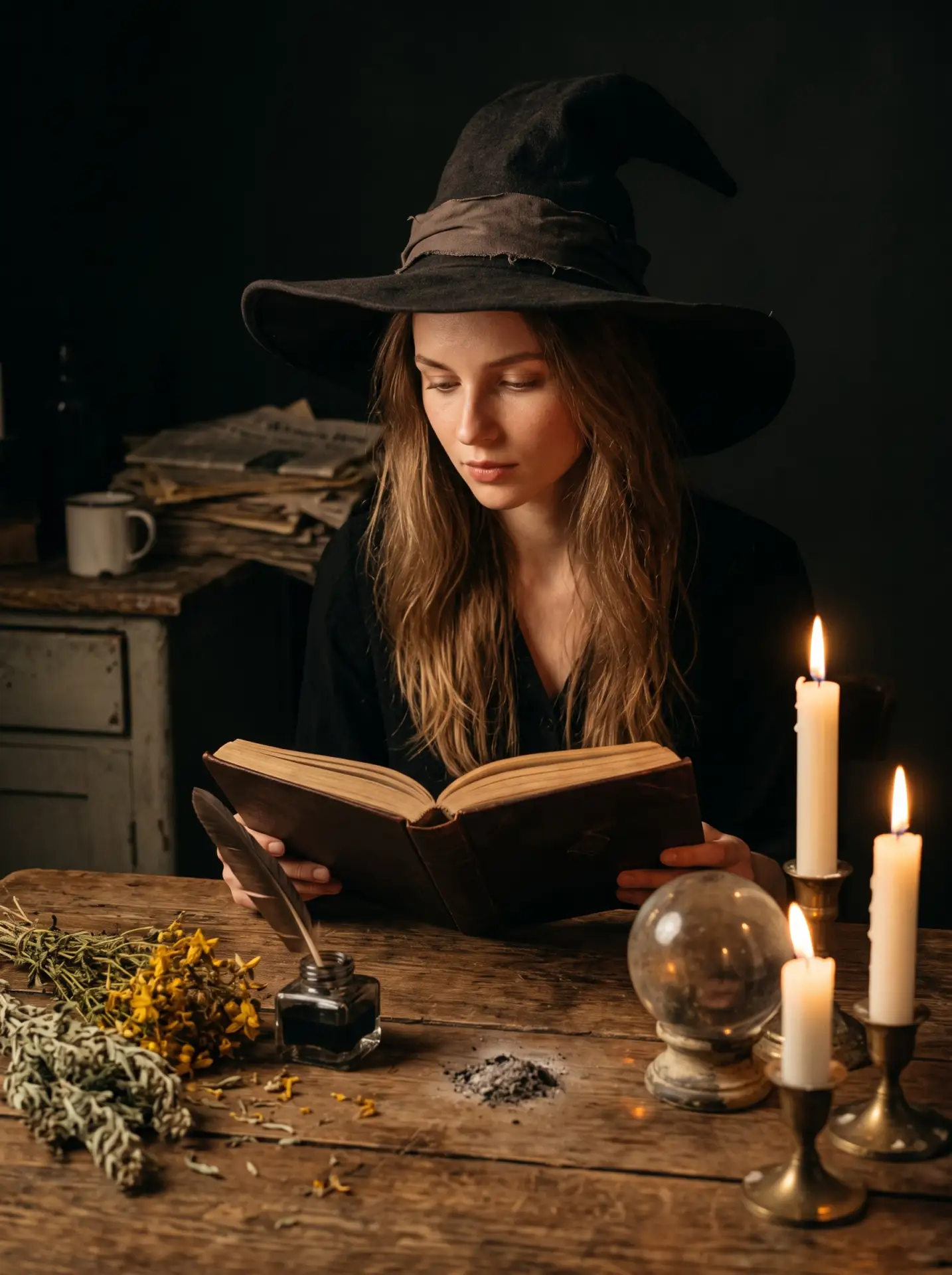 Фотосессия со свечами и книгами заклинаний