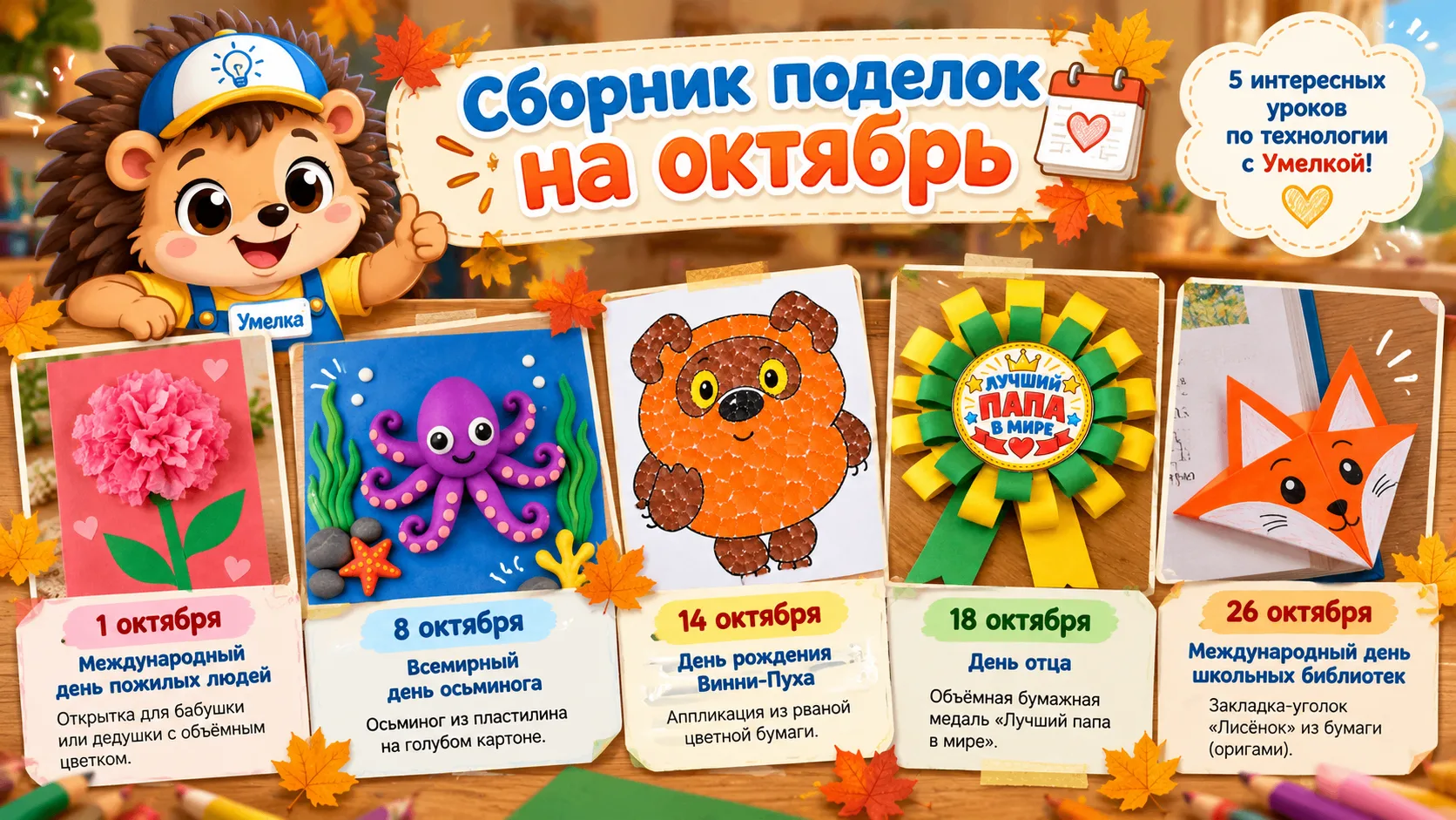 🍂 ОКТЯБРЬСКИЙ СБОРНИК ПОДЕЛОК ОТ ЁЖИКА УМЕЛКИ!