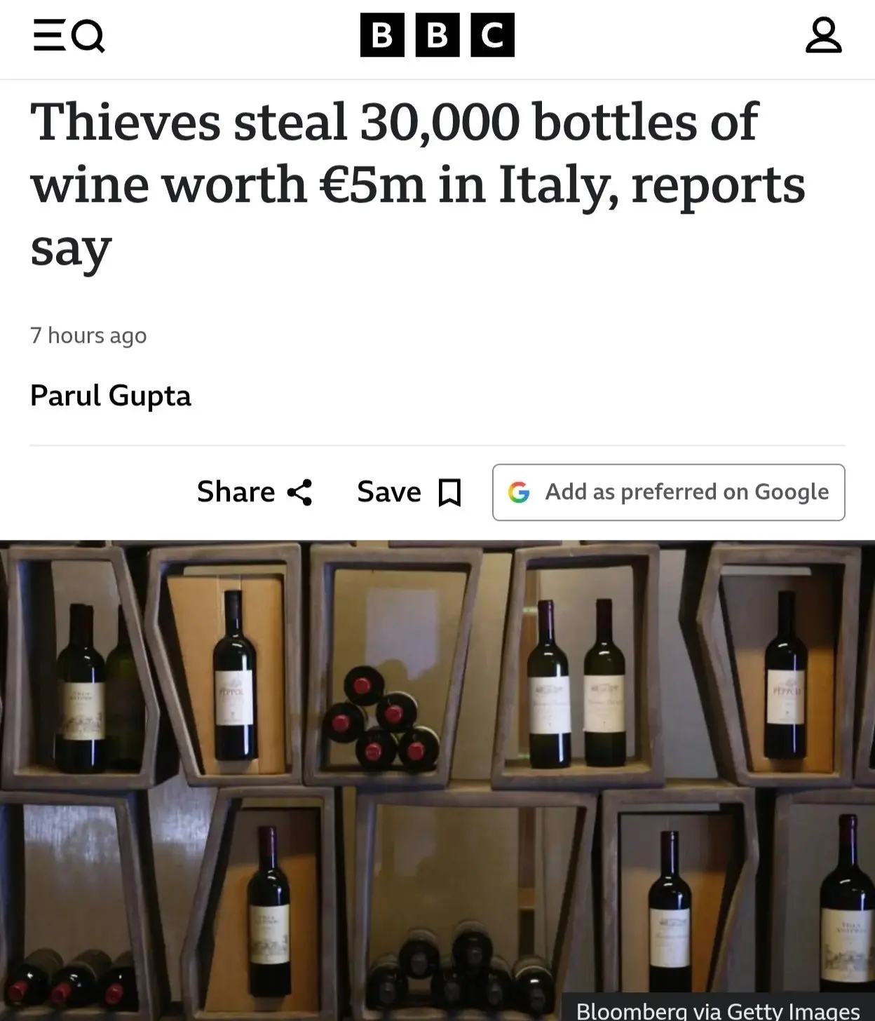 🇮🇹 В Италии произошло крупнейшее ограбление алкоголя в истории — украли вино на €5 мл...