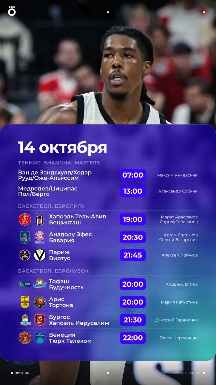 Также смотри матчи четвёртого круга турнира серии Masters в Шанхае, много баскетбола, К...