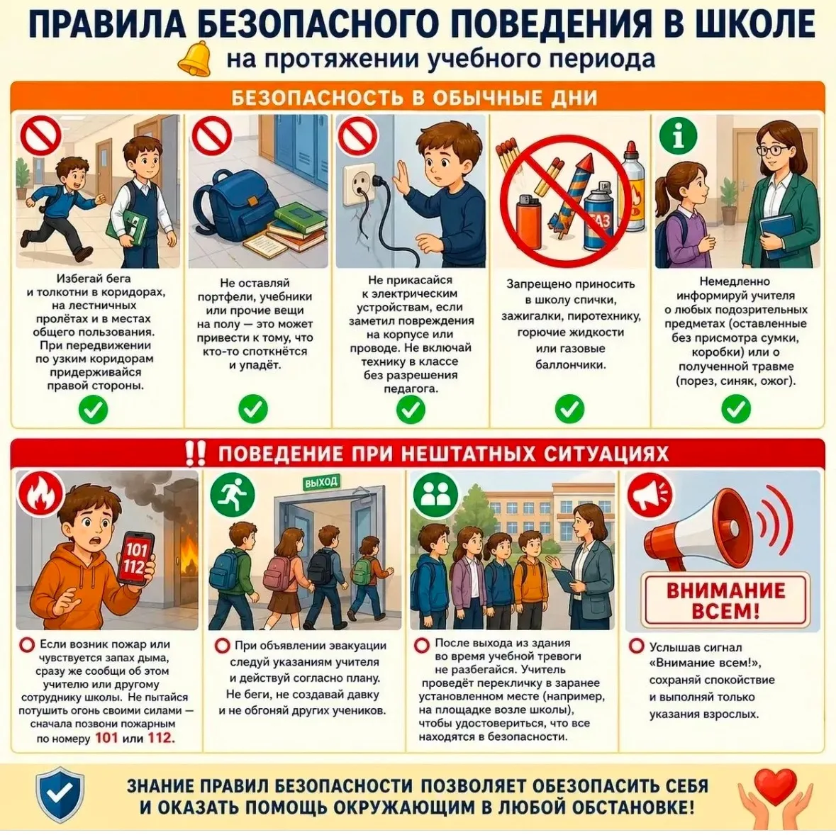 🔔 Правила безопасного поведения в школе на протяжении учебного периода