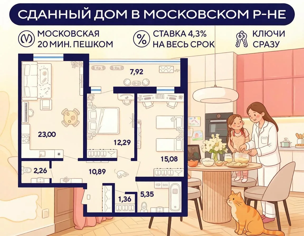 🌟 Двушка в Московском районе