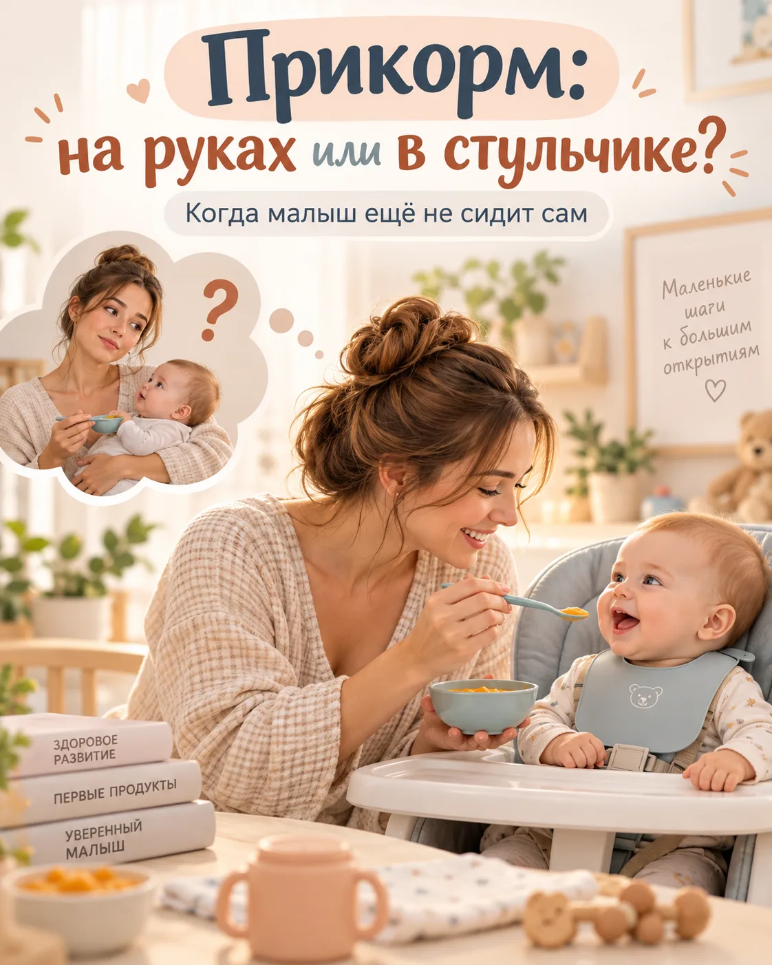 👶 «Доктор, прикорм уже пора вводить, а малыш ещё сам не сидит. Как его кормить — на ру...