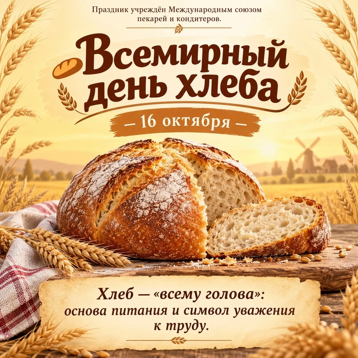 🍞 16 октября — Всемирный день хлеба! 🎉