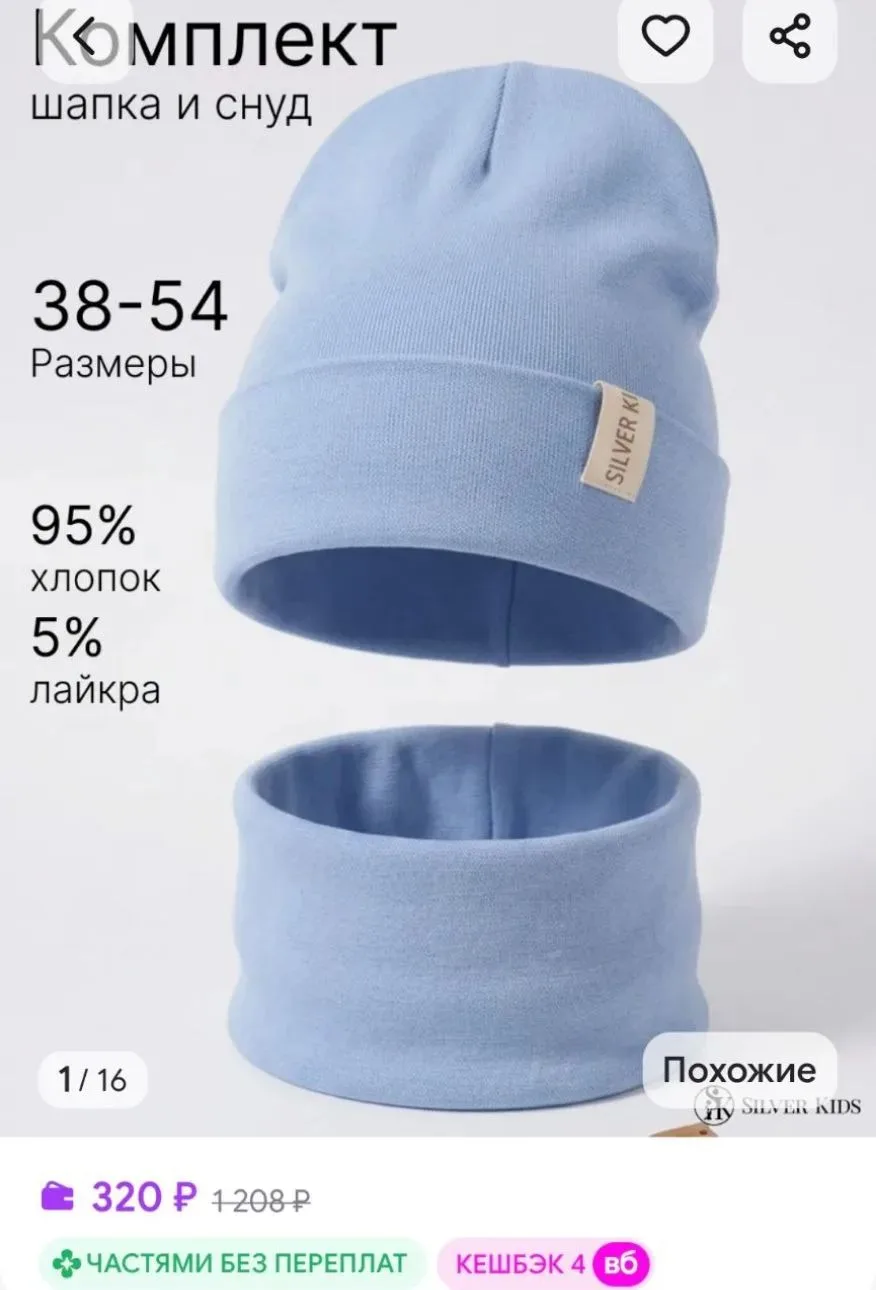 Шапка и снуд для мальчика Silver Kids