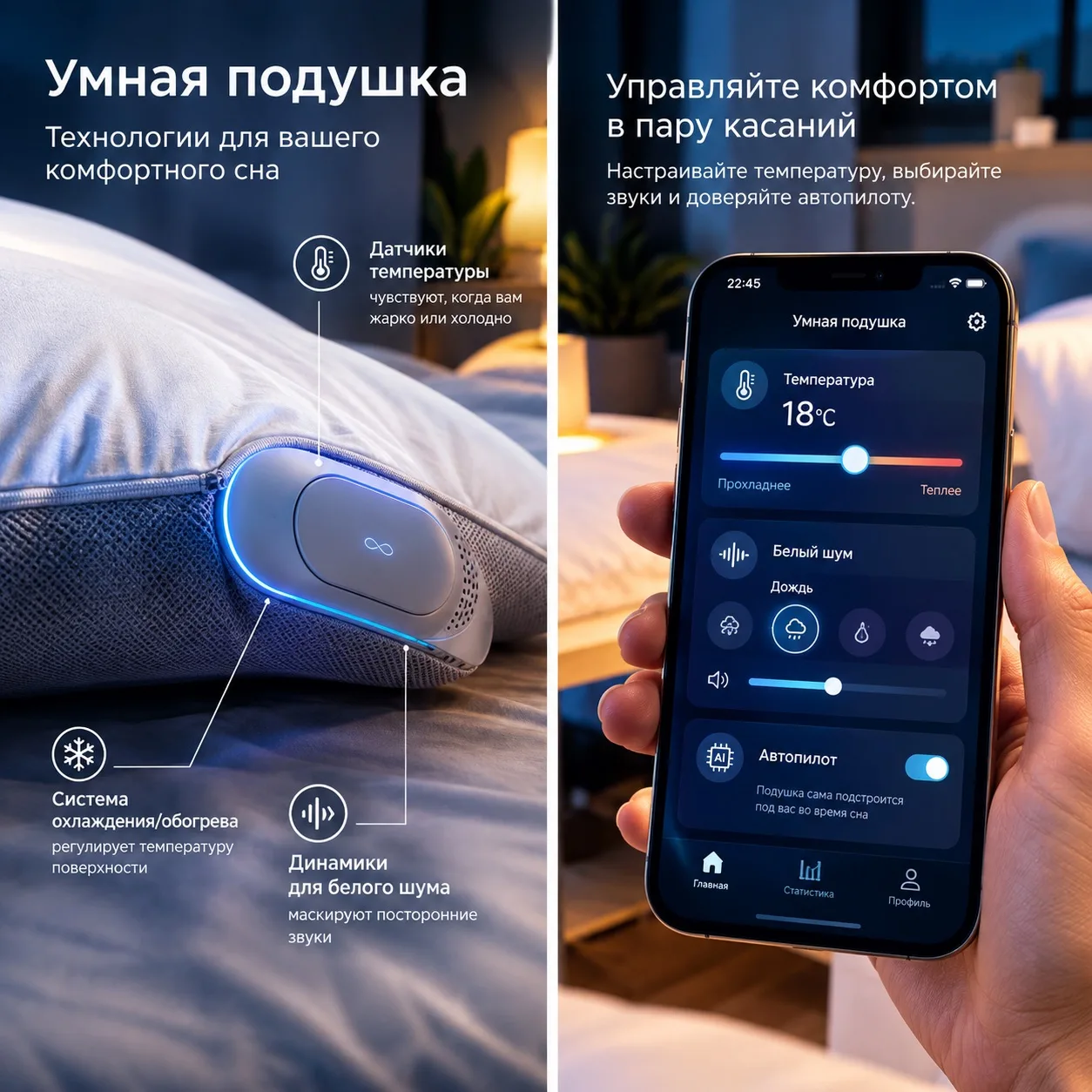 😴 А что, если ваша подушка сама будет знать, как вам лучше спать?