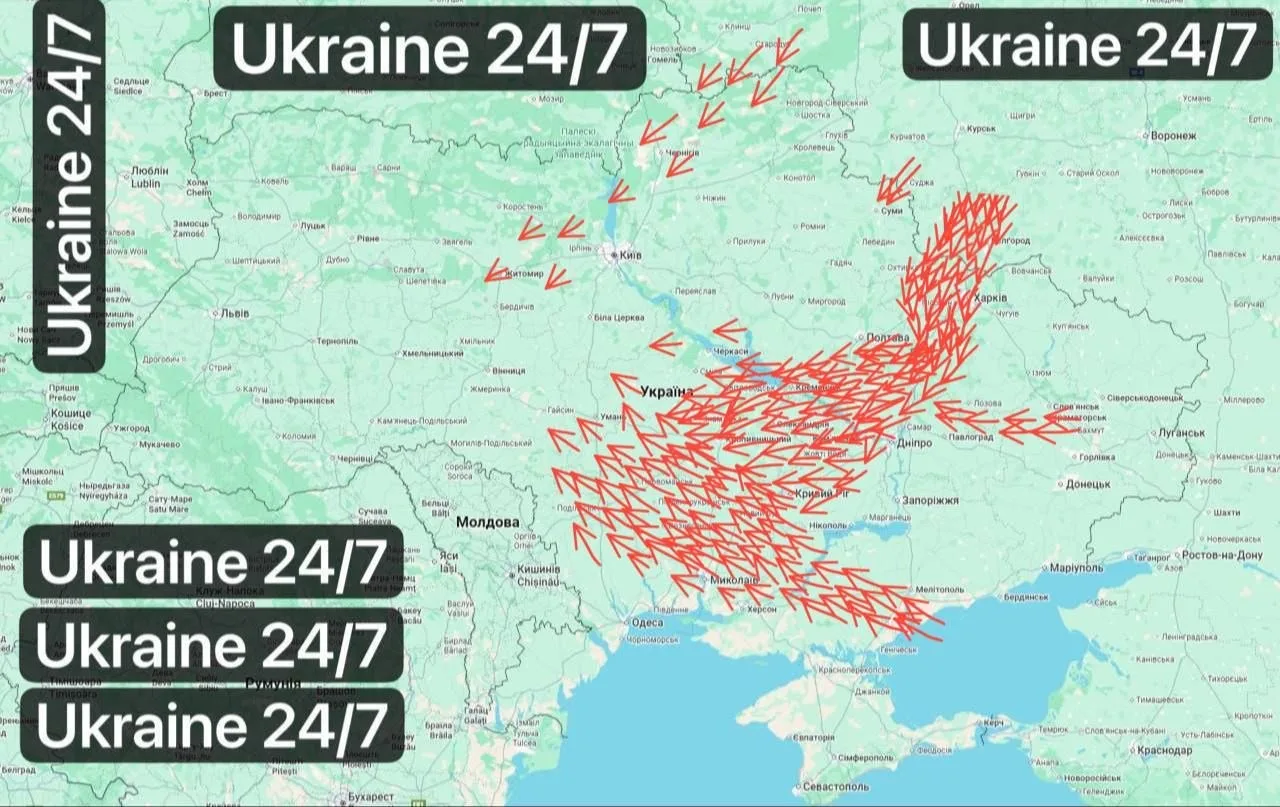 ‼️Мониторинги публикуют карту украинского воздушного пространства этому часу. Сегодня в...