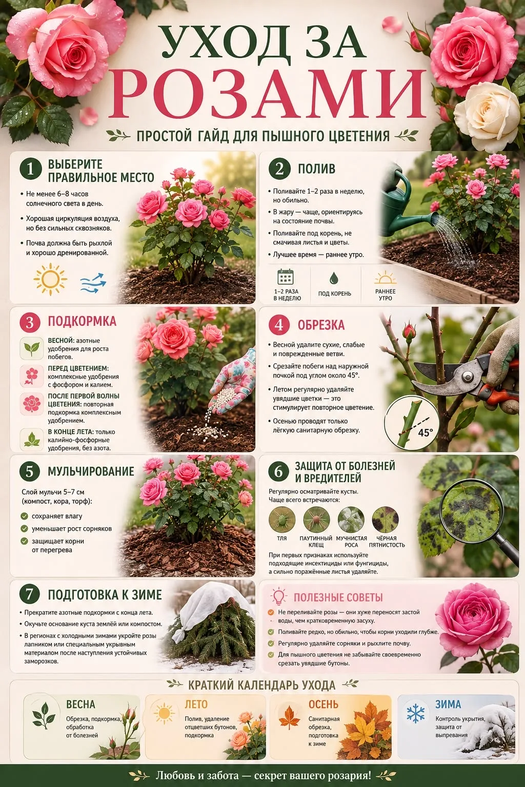 Уход за розами🌹