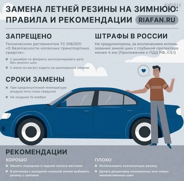 ГИБДД дали рекомендации по смене автомобильных шин.