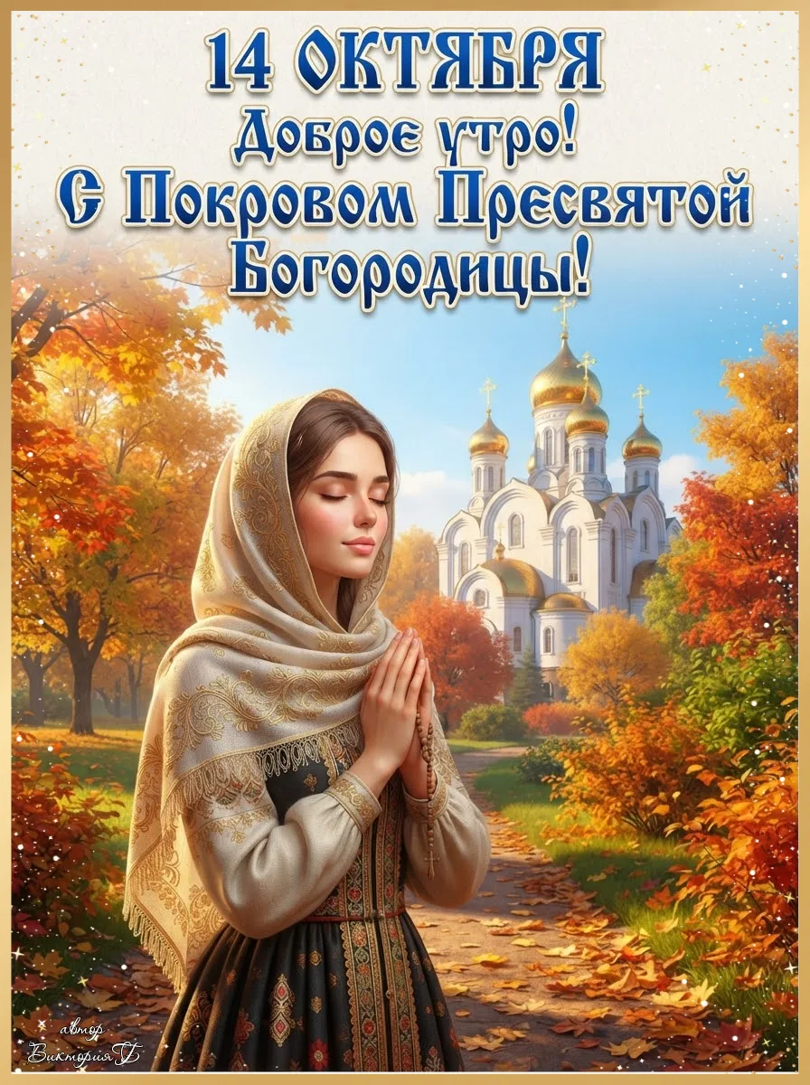 С добрым утром! Пусть в этот светлый праздник Покрова Пресвятой Богородицы твой дом нап...