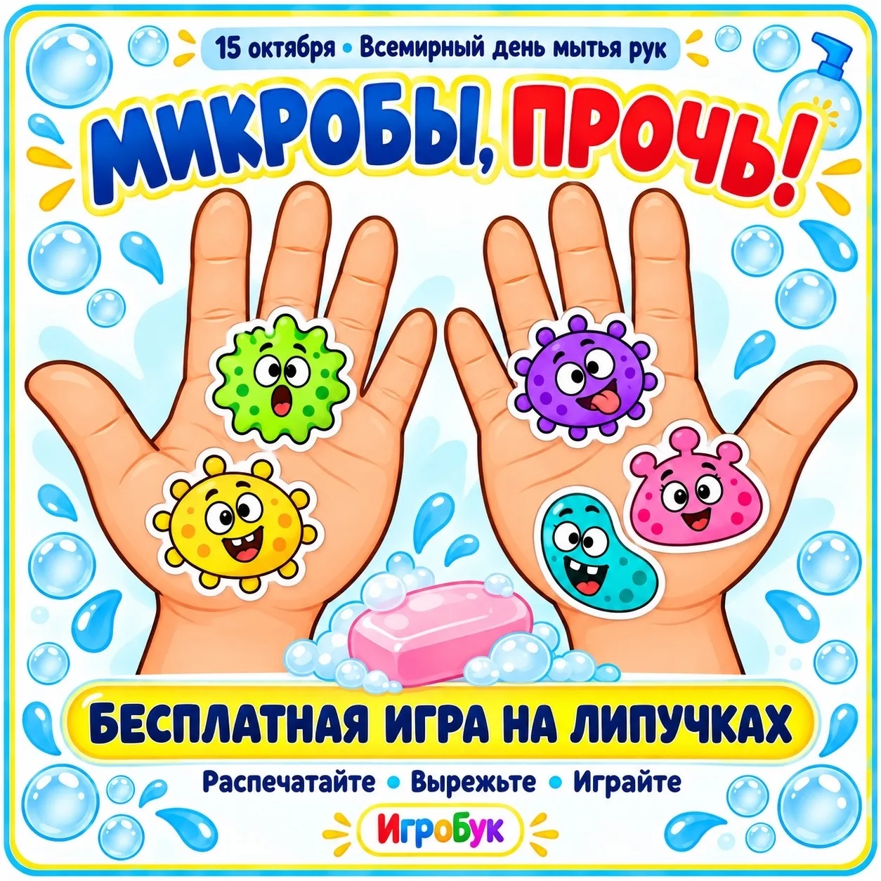 🦠 Эти микробы захватили ладошки! Поможем их прогнать?