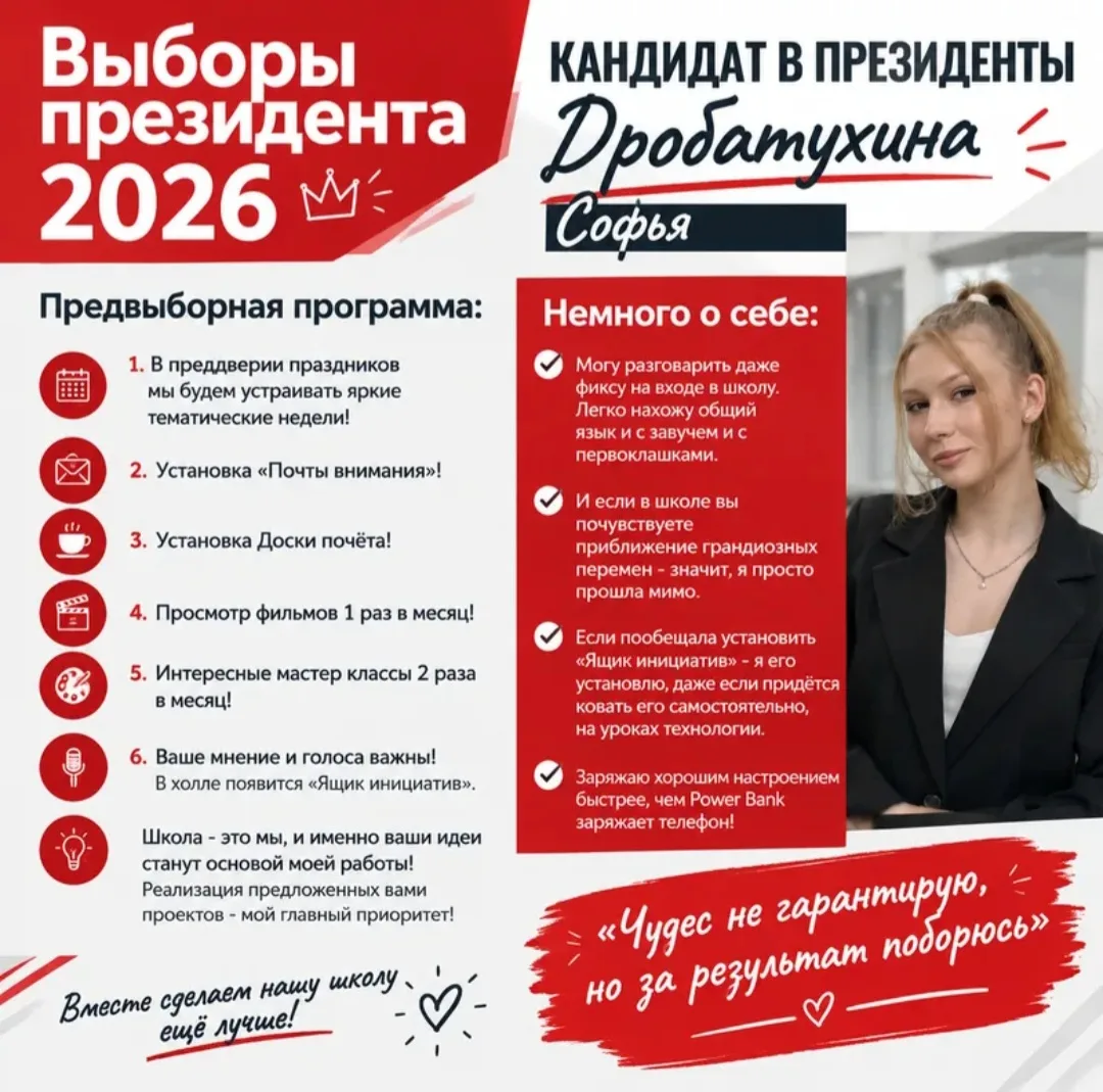 ️🏫 Выборы президента школы 2026: Кратко о главном ✨