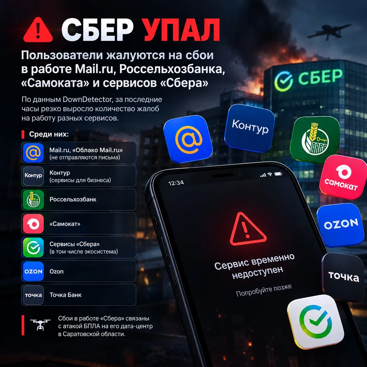 ⚠️ Сбои сразу у нескольких крупных сервисов!