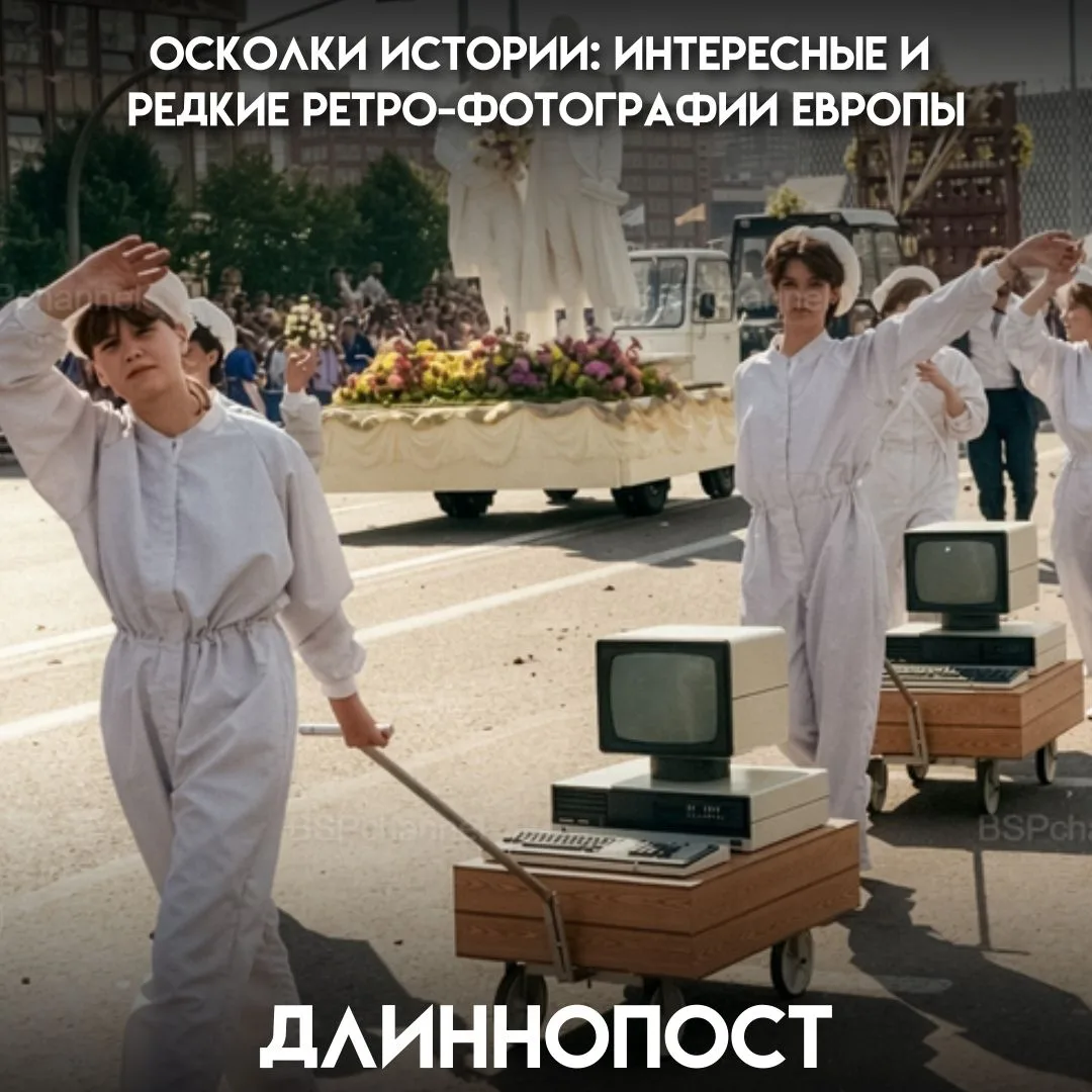 Компьютеры на параде в Восточном Берлине, официанты на коньках в швейцарском отеле, мод...