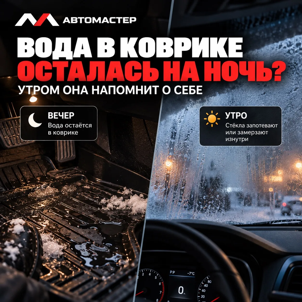 Ошибка: оставлять мокрые коврики в автомобиле перед холодной ночью