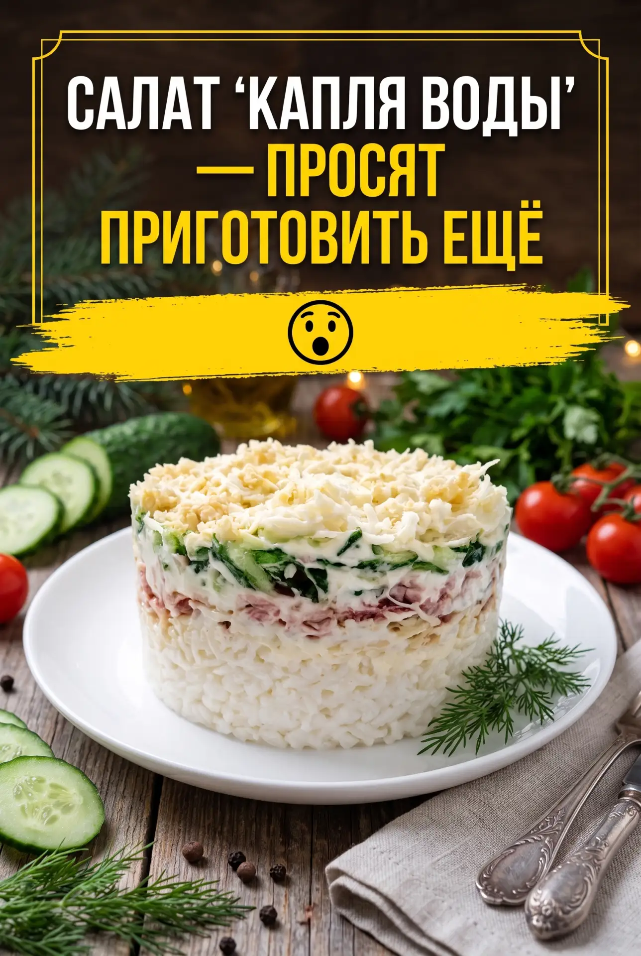 САЛАТ «КАПЛЯ ВОДЫ» — ПРОСЯТ ПРИГОТОВИТЬ ЕЩЁ 😲