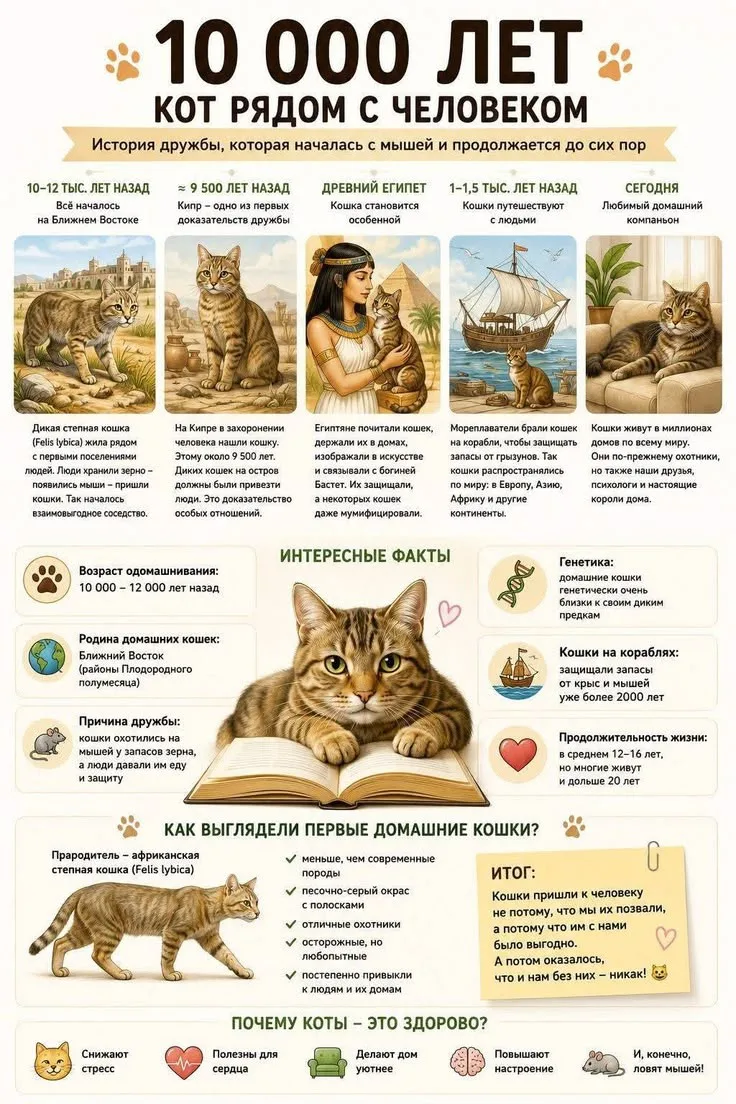10 000 лет кот рядом с человеком 😊