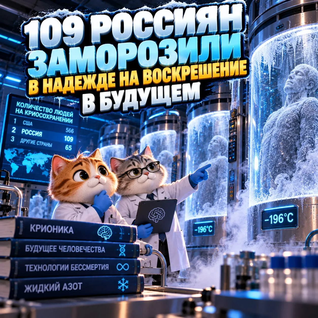 109 россиян заморозили в надежде на воскрешение в будущем. Россия заняла второе место в...