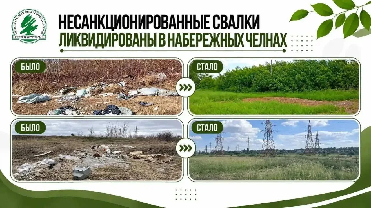 В Набережных Челнах ликвидировали две незаконные свалки площадью почти 140 квадратных м...