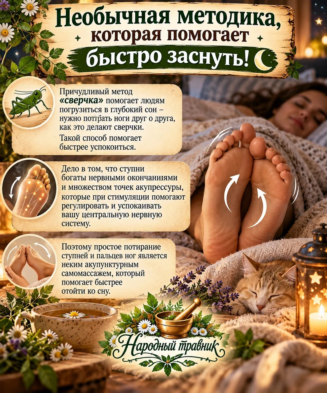 Секрет быстрого засыпания с методом «сверчка»! 🦗