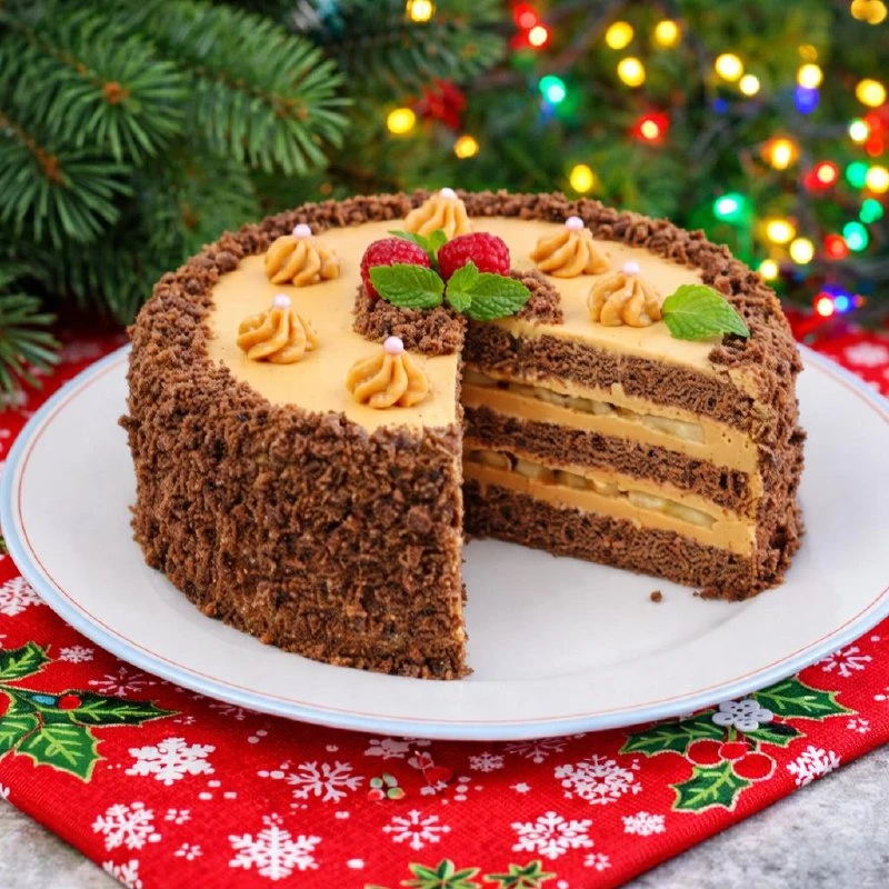 ТОРТ С БАНАНОМ И ВАРЁНОЙ СГУЩЁНКОЙ