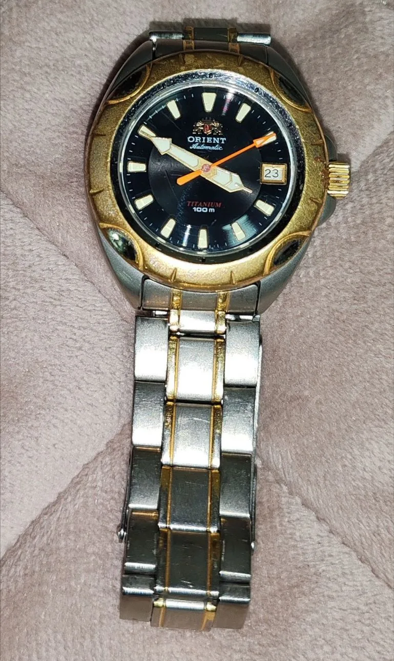 Мужские наручные часы б/у-  Orient Titanium Automatic (100M) с маркировкой 21J.48746 (б...