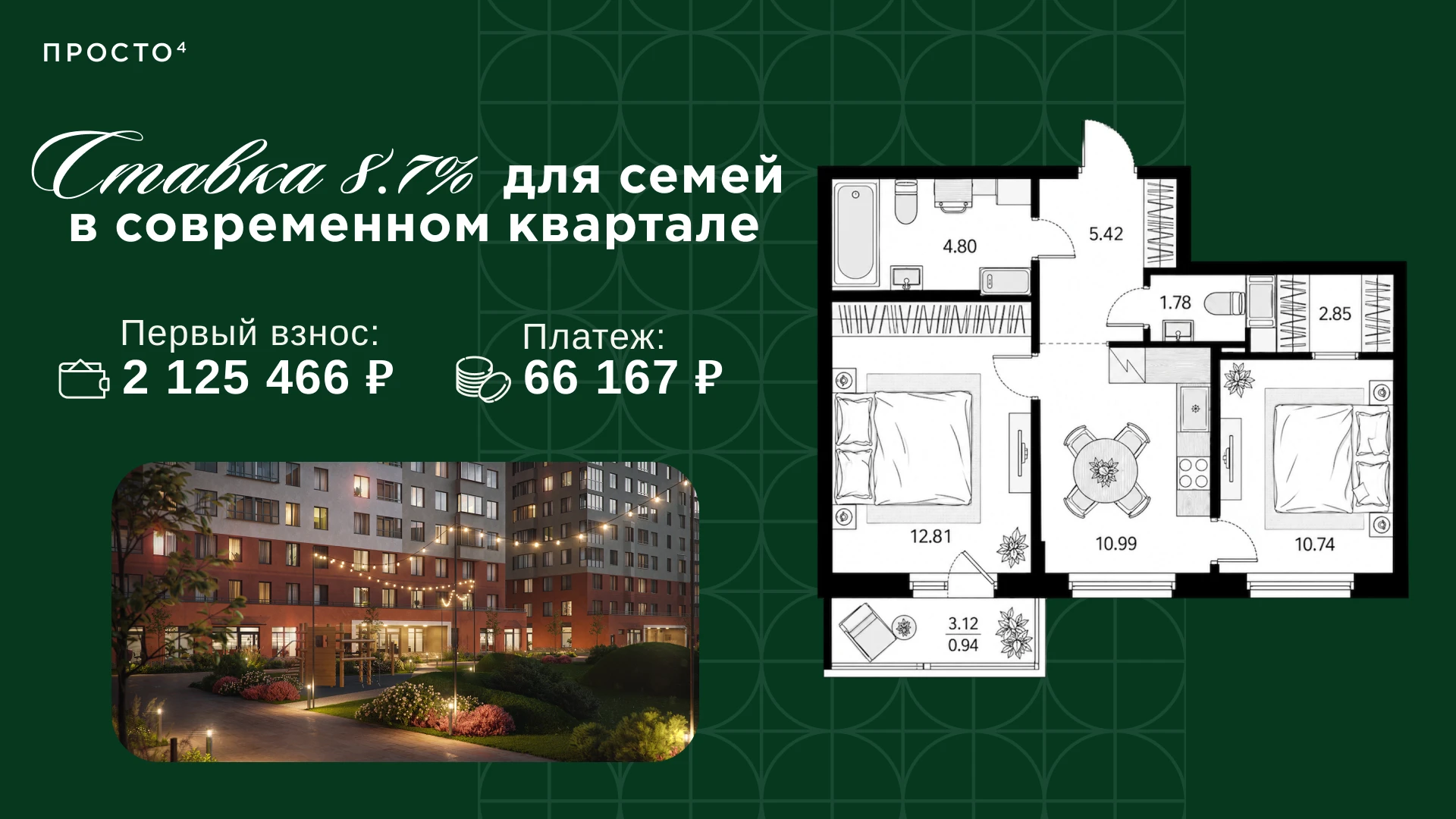 Ставка 8.7% для семей в современном квартале🌟
