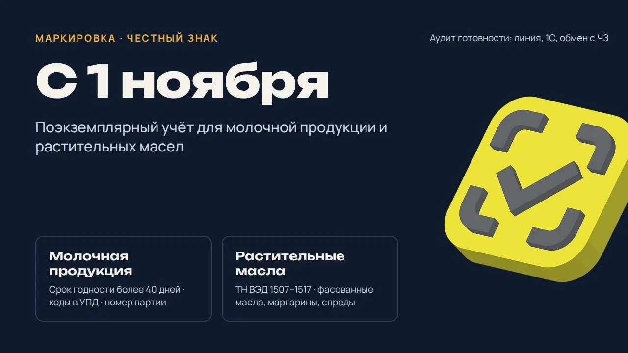 1 ноября — новый этап маркировки молочки и масел 📍