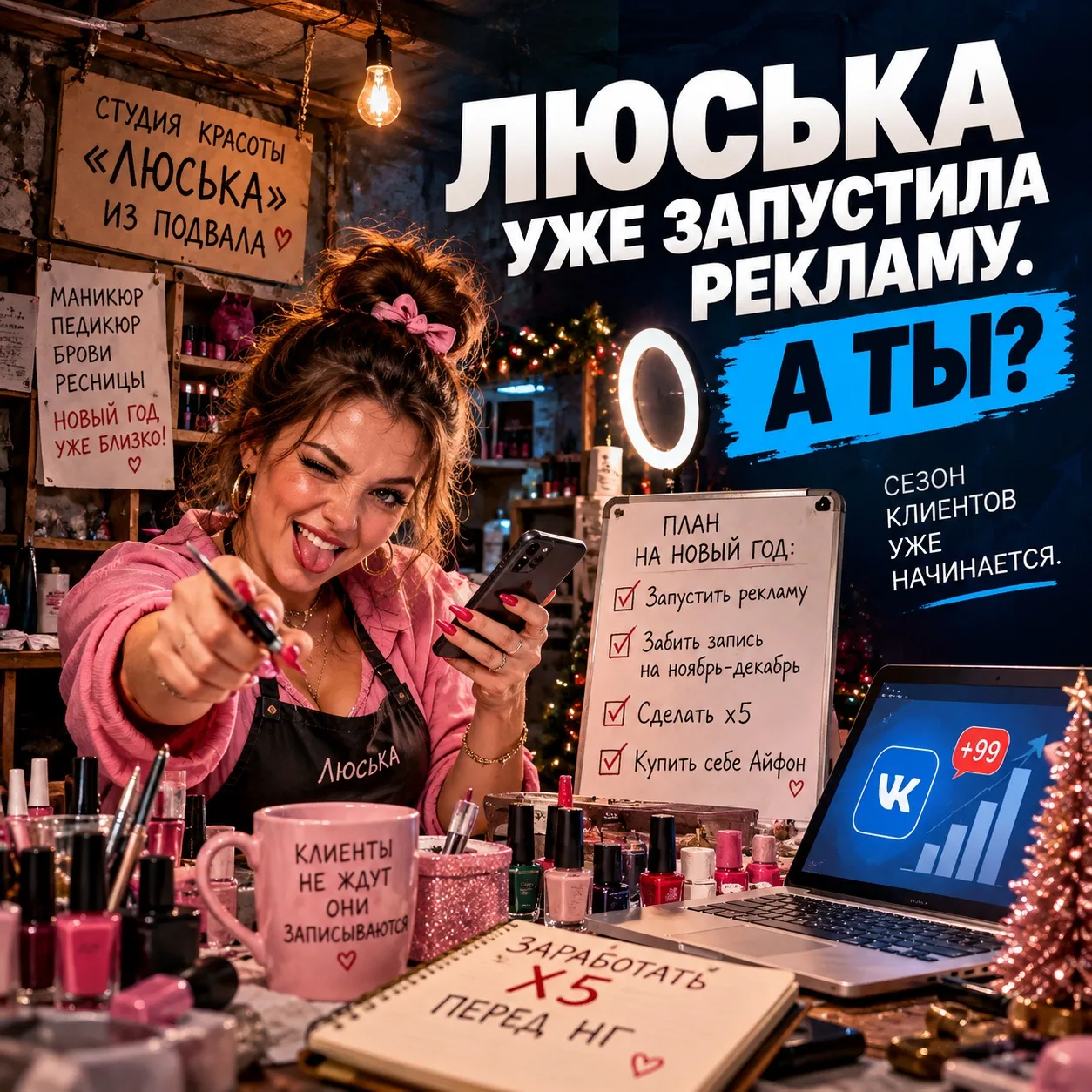 Люська из подвала уже готовится заработать перед Новым годом. А ты? 😏