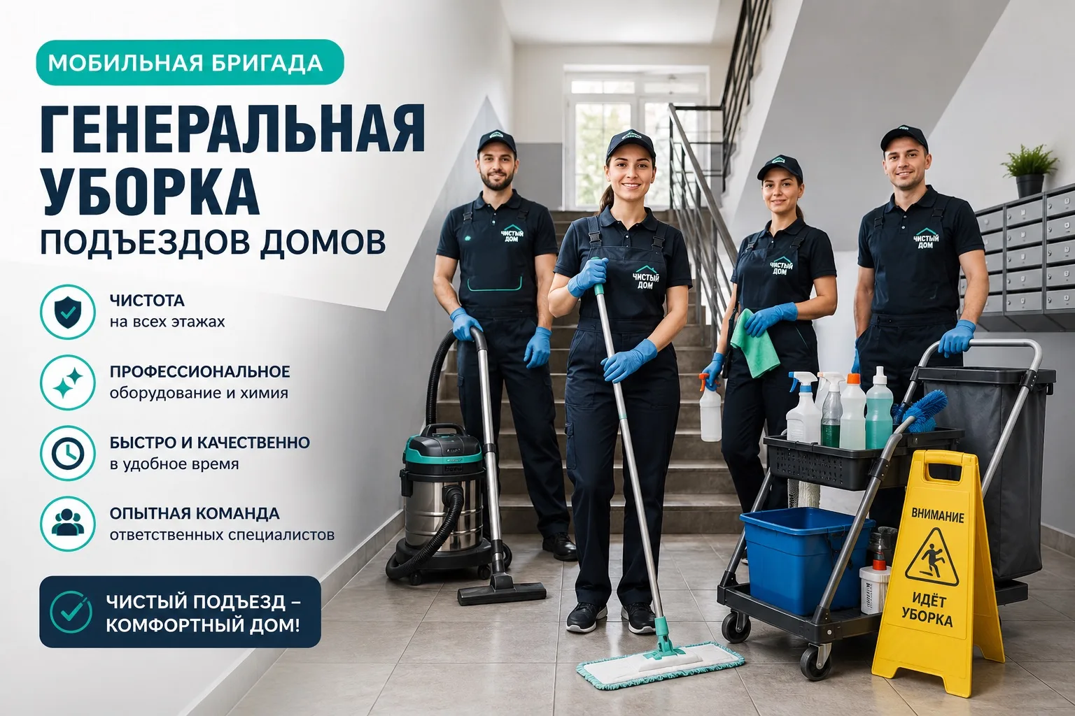 Требуется люди в бригаду для генеральной уборки подъездов