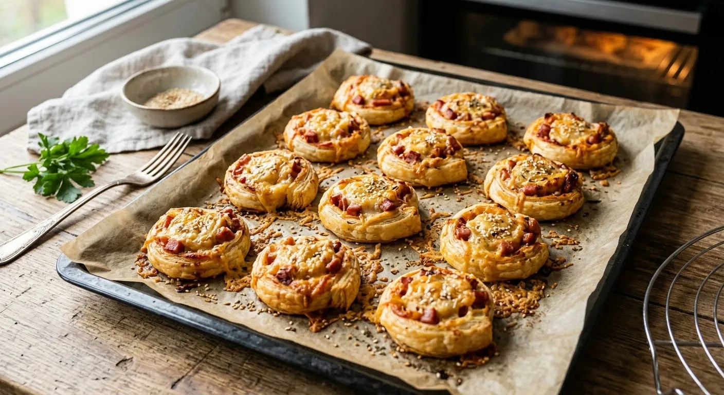 🥐 Хрустящие слойные улитки с сыром и колбасой: быстрый и вкусный перекус