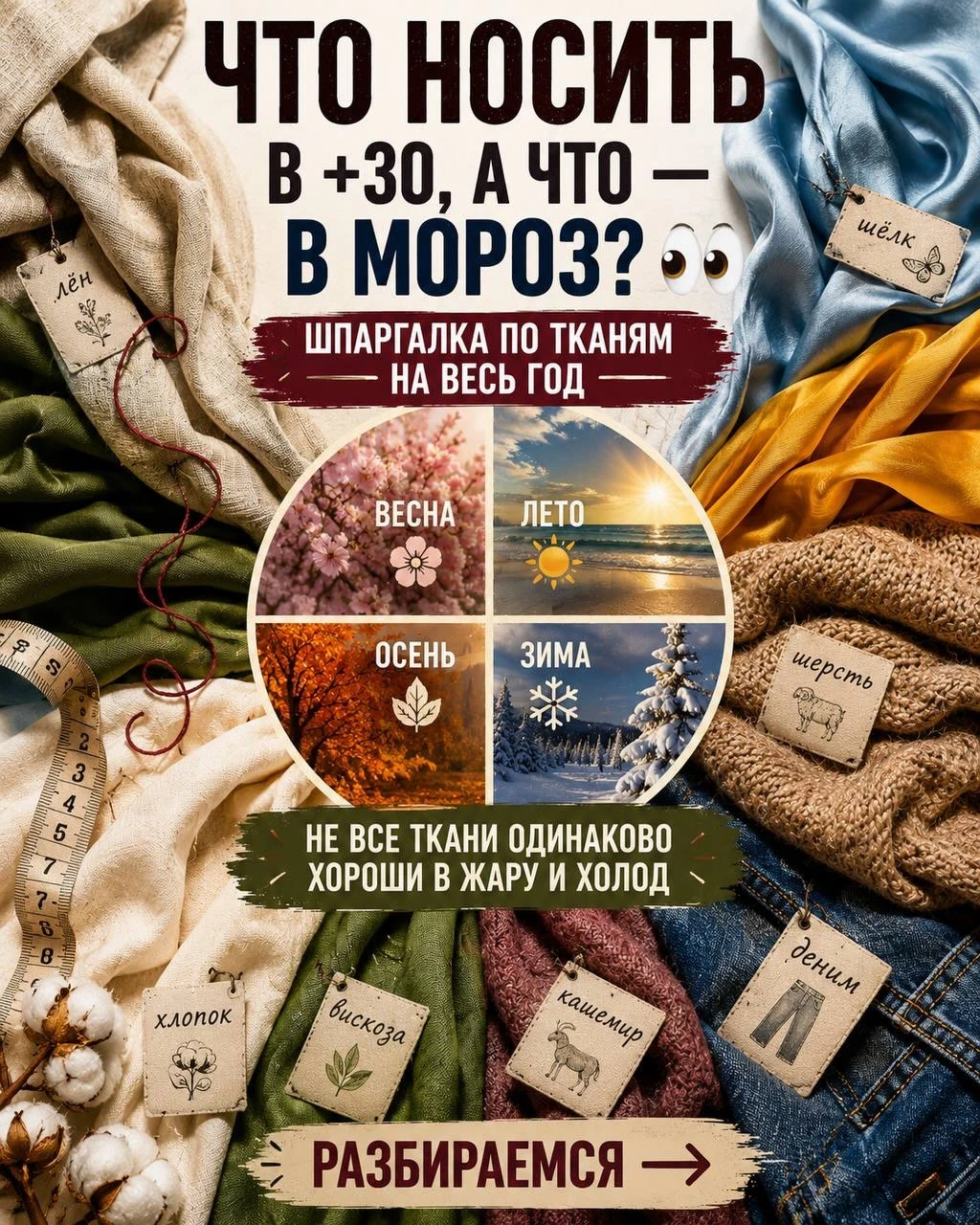 🔥 Лён, шёлк, кашемир или деним — а вы точно выбираете ткань по сезону?