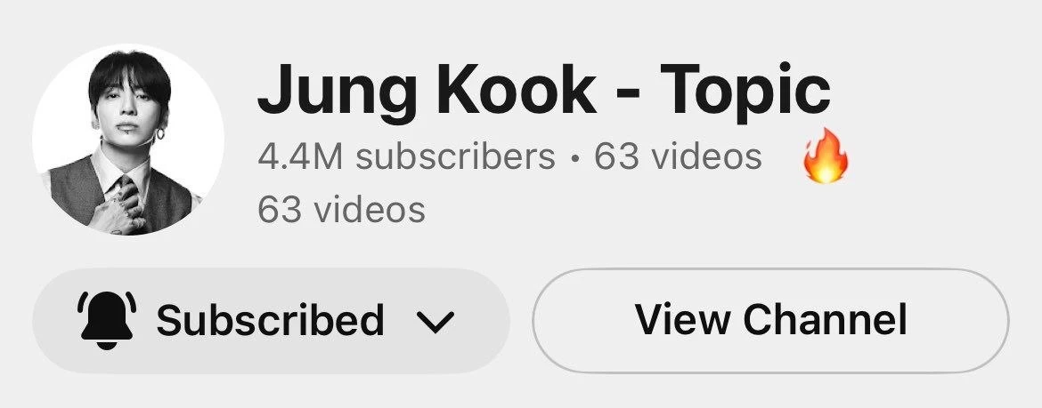 📹Jung Kook- Topic’ теперь превысил 4,4 миллиона подписчиков на YouTube!🔥