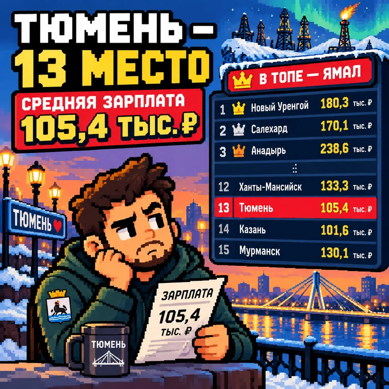 💸 Тюмень — уже не бедная, но до Ямала ещё пахать и пахать