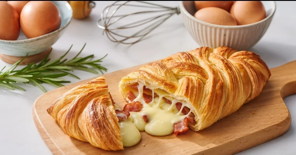 🍕 ХРУСТЯЩАЯ СЛОЕНАЯ ПЛЕТЕНКА С БЕКОНОМ И СЫРОМ — 72₽/порция
