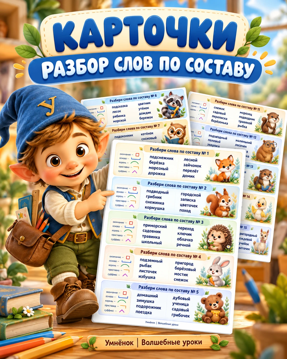 ✨ Карточки «Разбор слов по составу» для 2 класса!