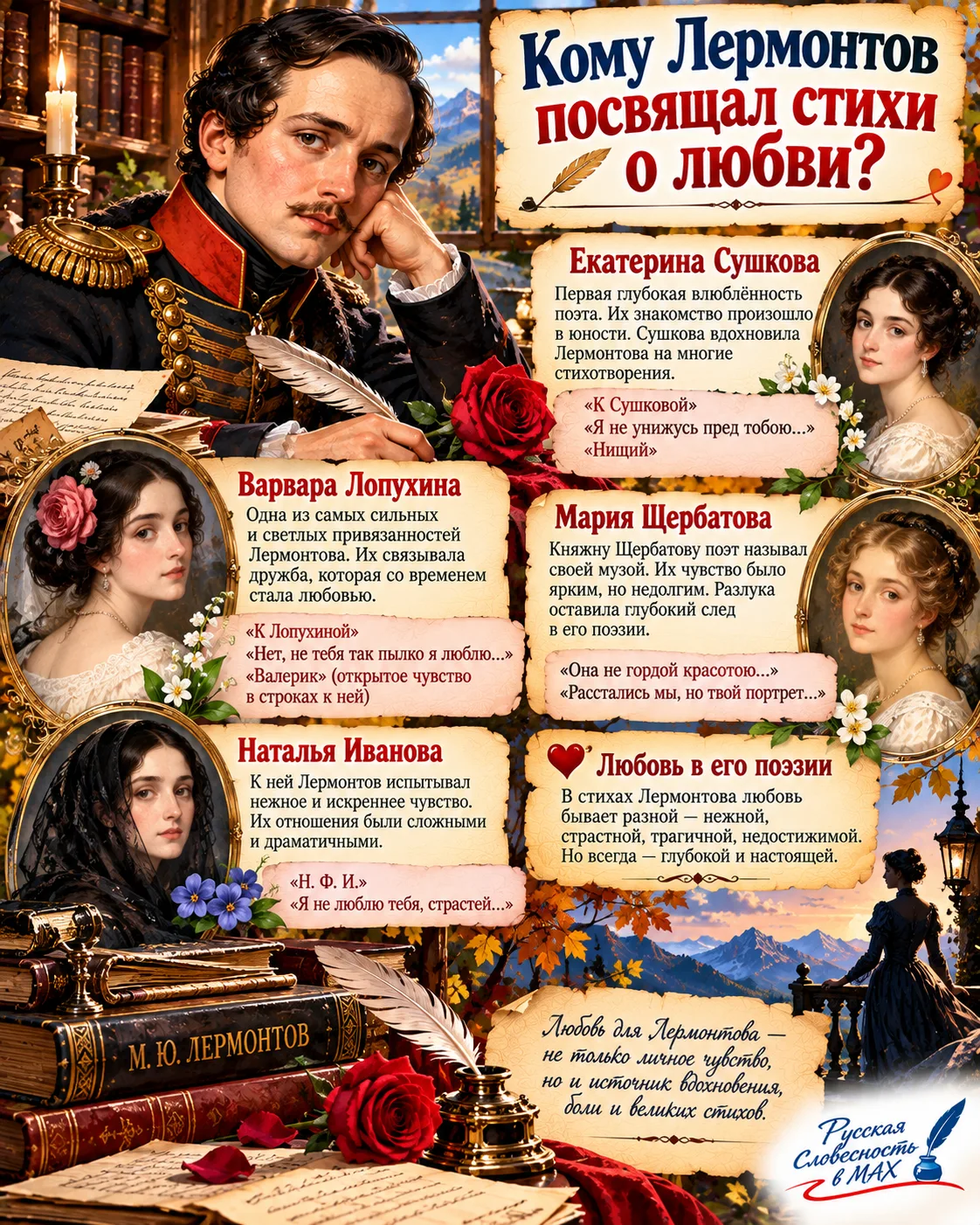 🌹 ЛЮБОВНЫЕ ТАЙНЫ МИХАИЛА ЛЕРМОНТОВА