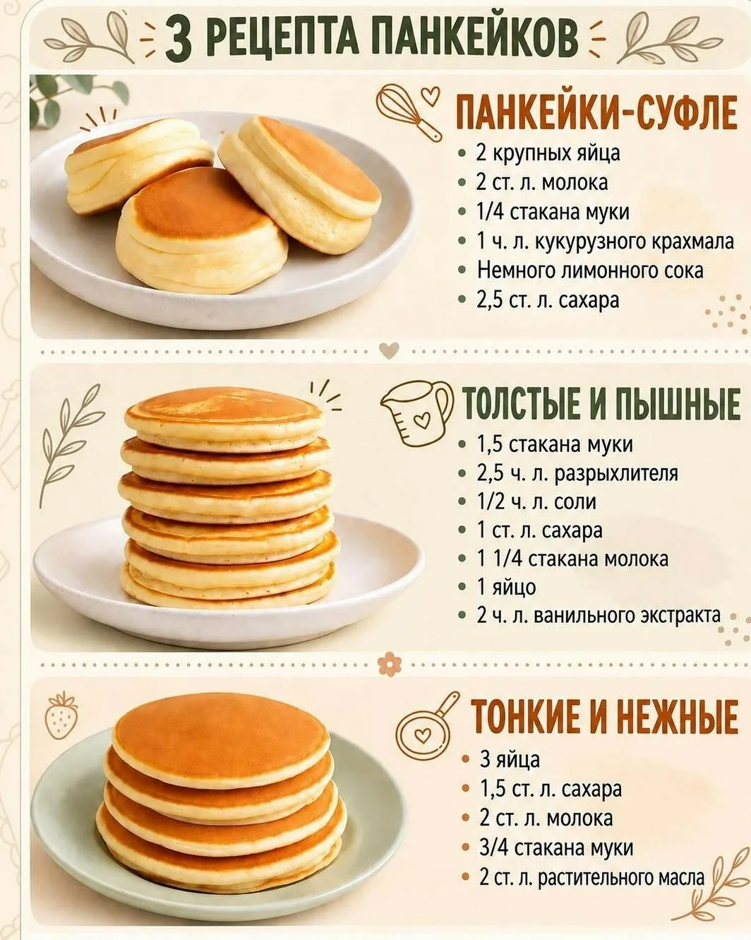 Тpи peцeпта панкeйкoв — выбиpaйтe cвoй любимый! 🥞