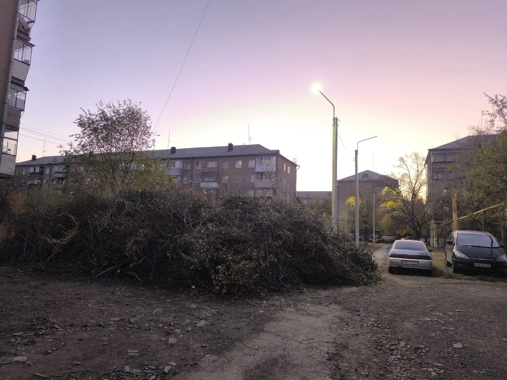 Шла третья неделя, когда вывезут спиленные ветки. В эту кучу стали складывать мусор, де...