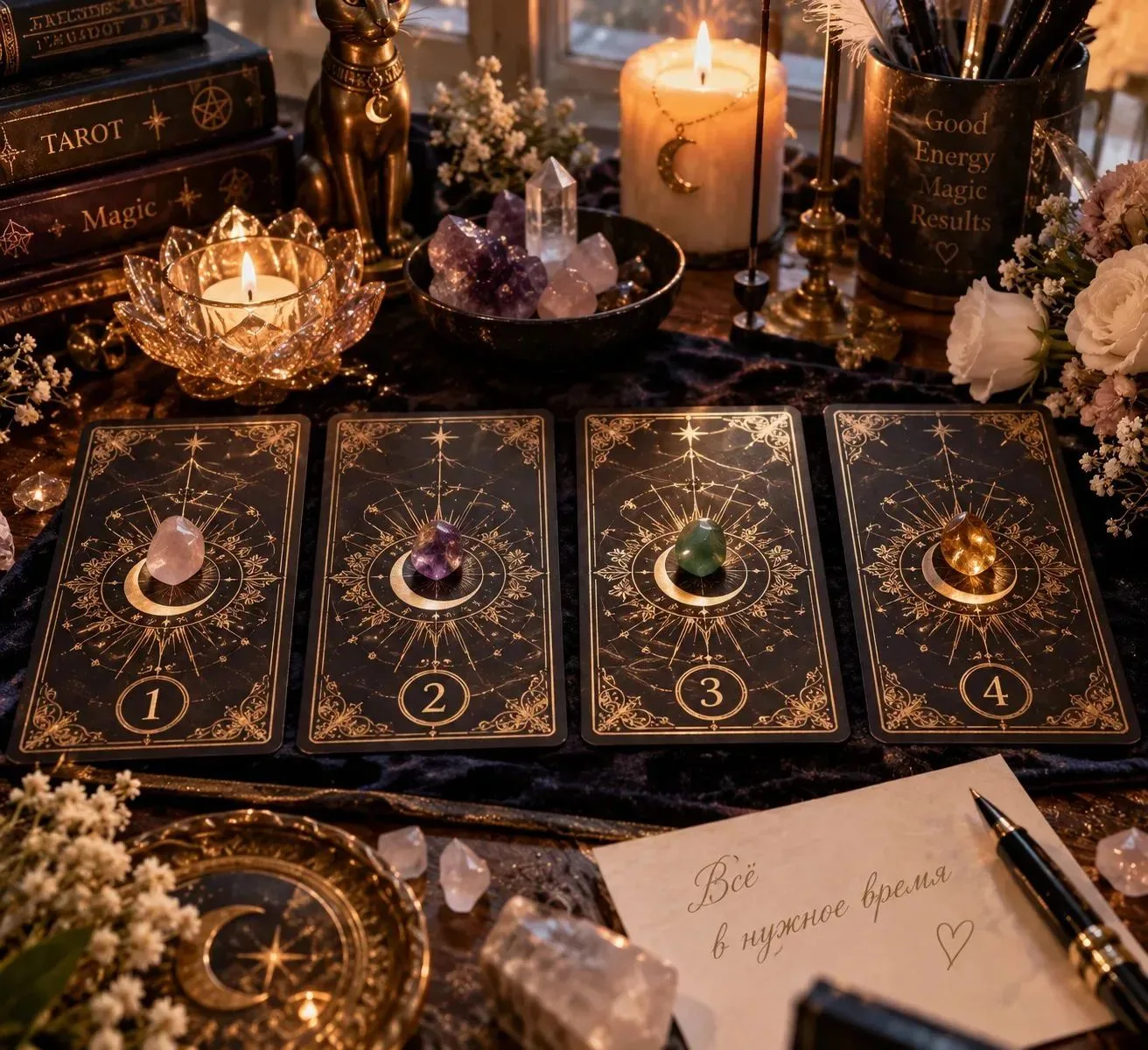 🔮 Перед тобой четыре карты — четыре шёпота судьбы. Не ищи в них логику, не пытайся уга...