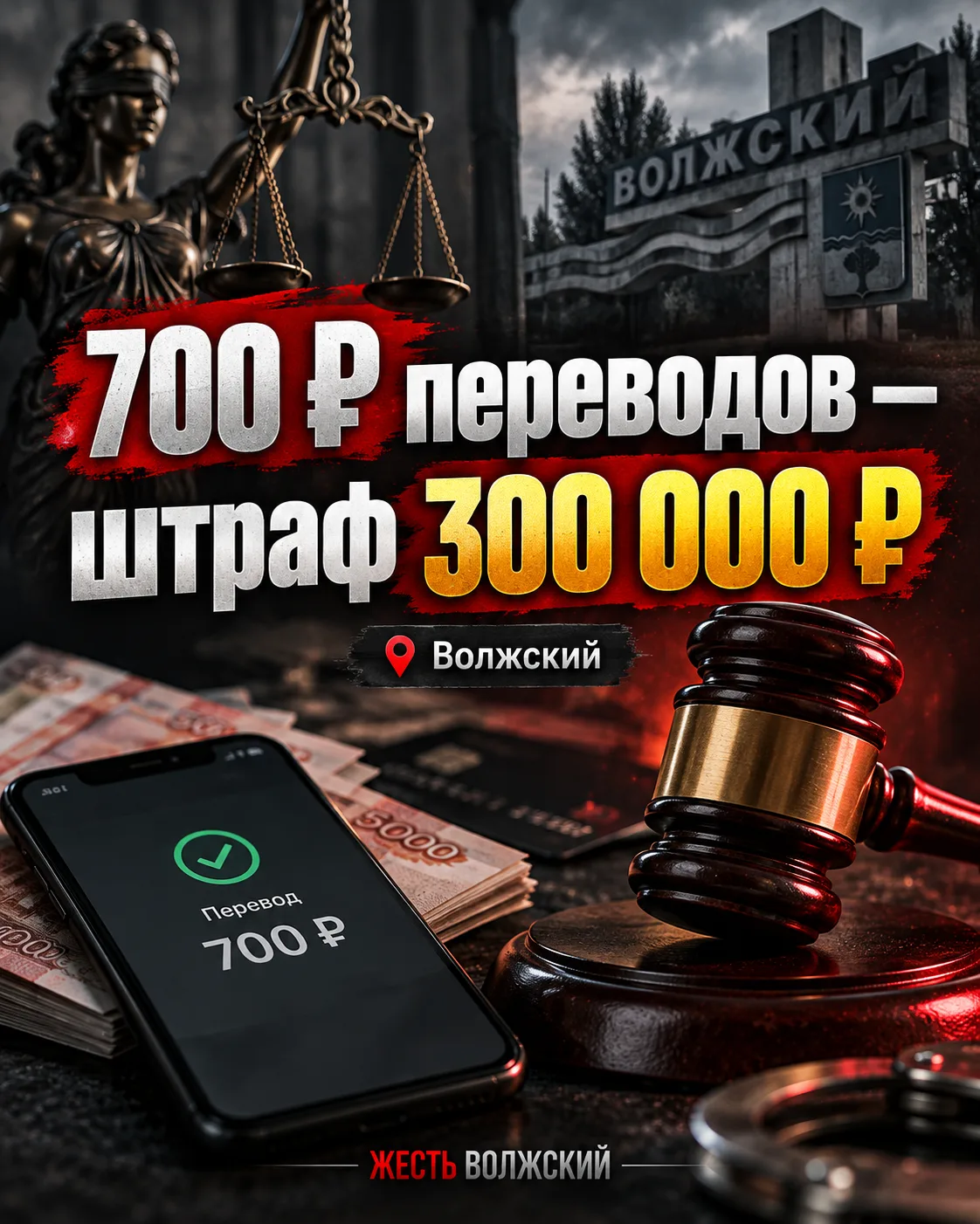 ⚖️ В Волжском мужчину оштрафовали на 300 тысяч за семь пожертвований
