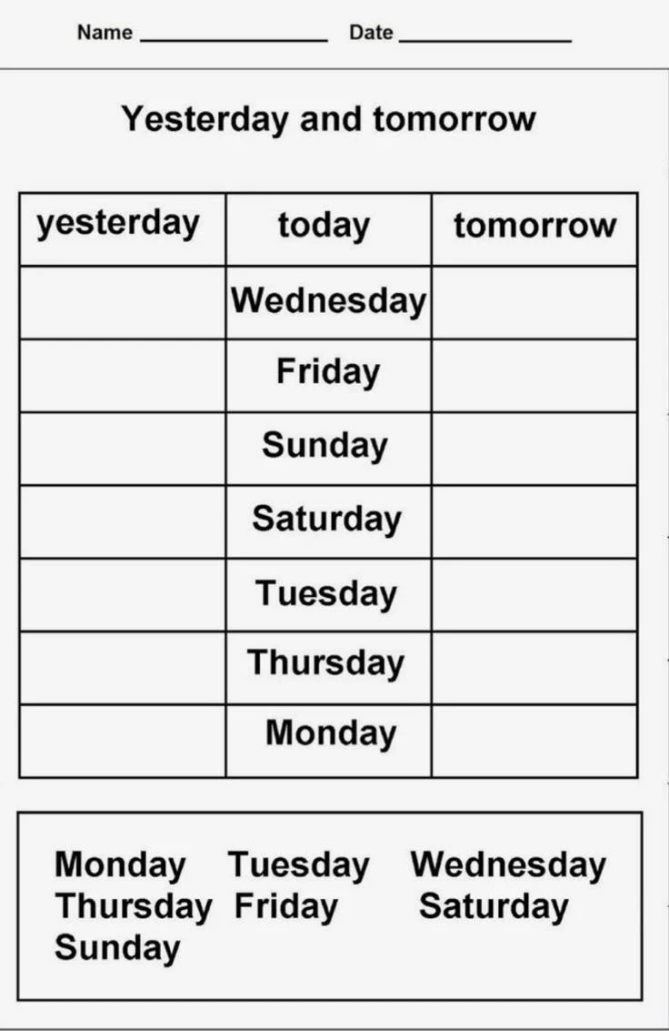 📅 DAYS OF THE WEEK