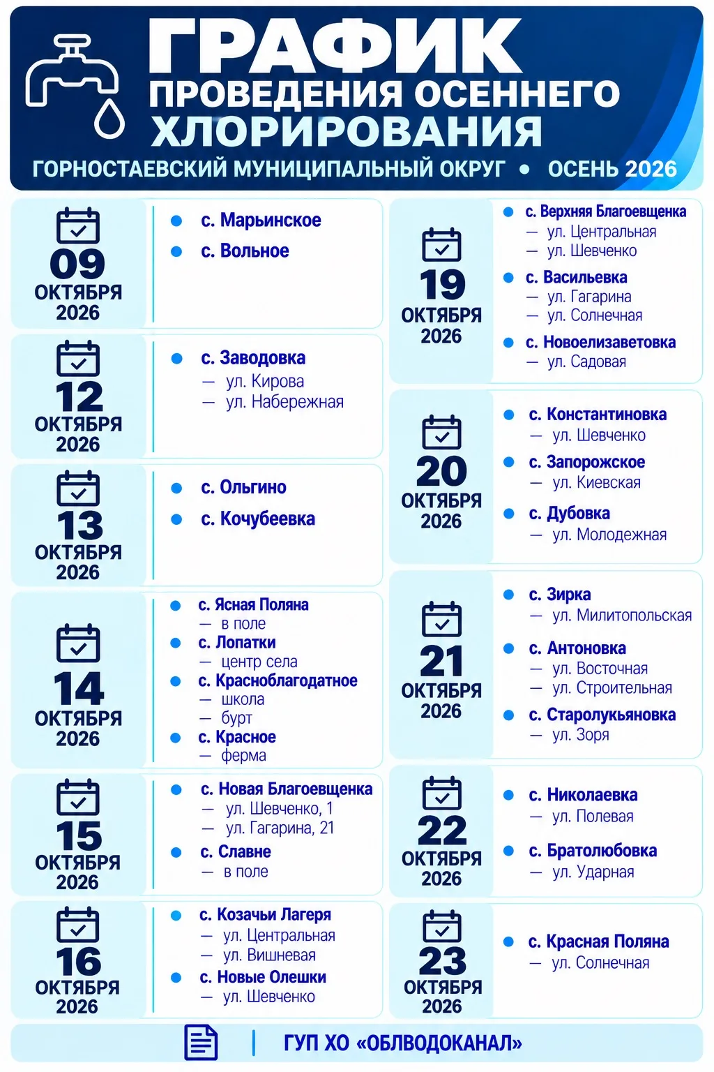 ❗️ ОБЪЯВЛЕНИЕ О ПРОВЕДЕНИИ ПРОФИЛАКТИЧЕСКОЙ ДЕЗИНФЕКЦИИ ВОДОПРОВОДНЫХ ОБЪЕКТОВ