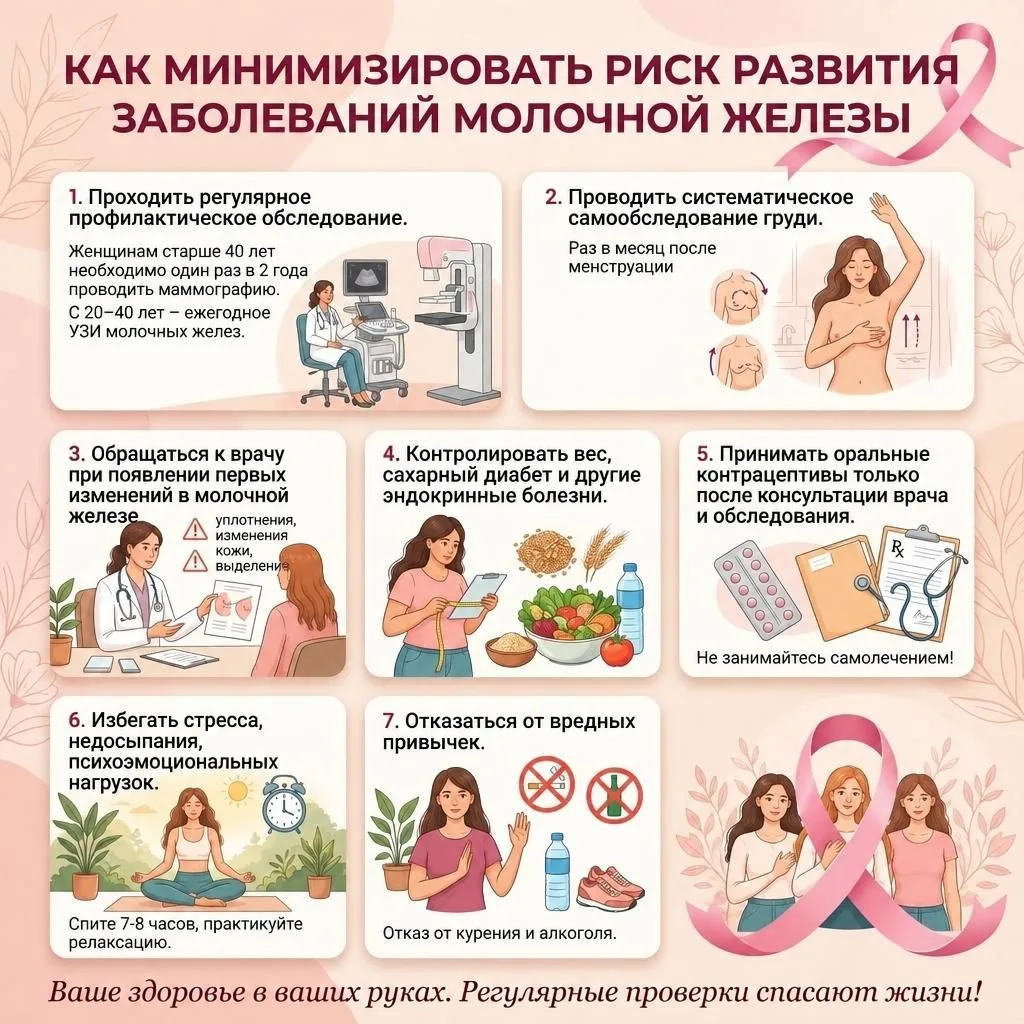 Как минимизировать риск развития заболеваний молочной железы?