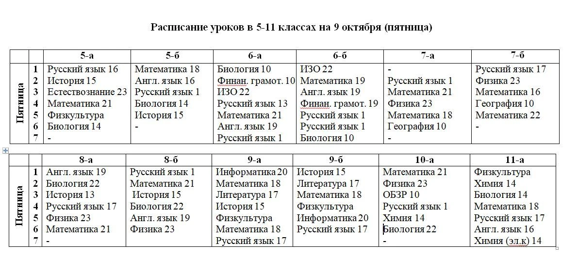 🍁Внимание, 5–11 классы! Изменения в расписании!🍁