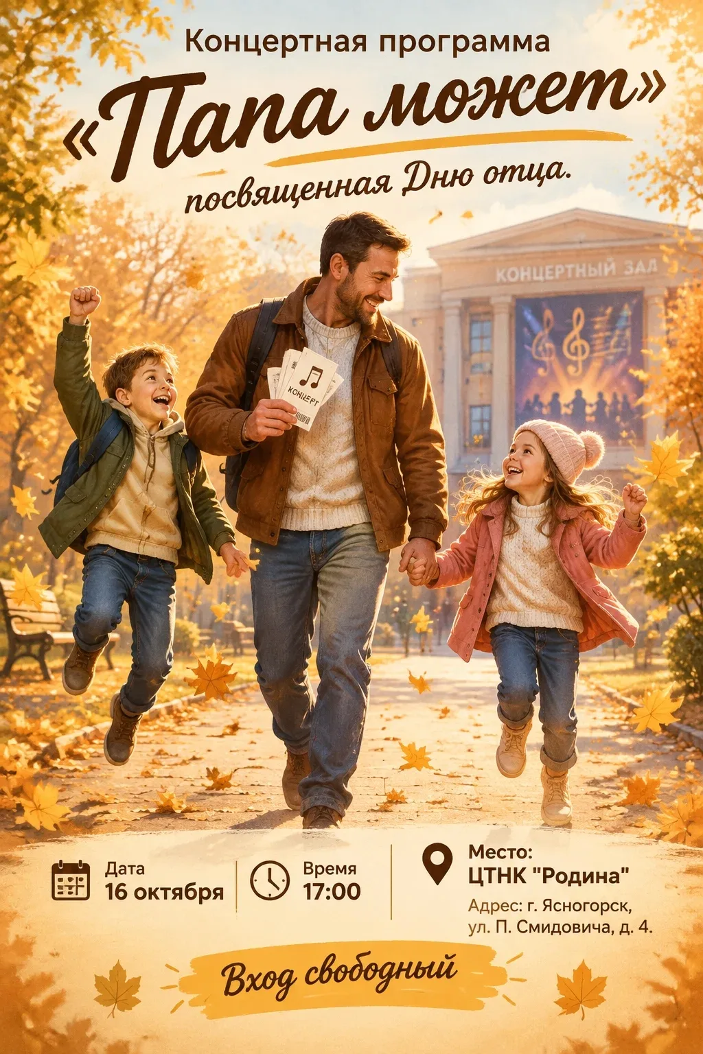 🎼16 октября в 17:00 в ЦТНК "Родина" состоится концертная программа, посвящённая Дню от...