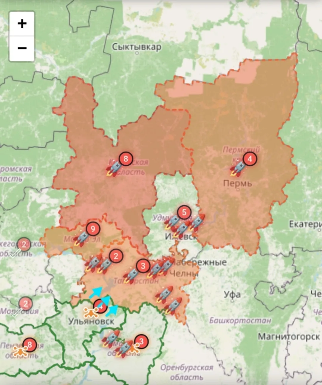 Карта опасности сейчас